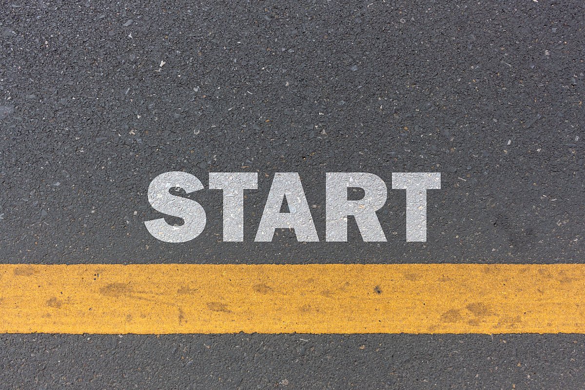 Cover Photo for Article About Getting Started - Image shows the word start printed on cement